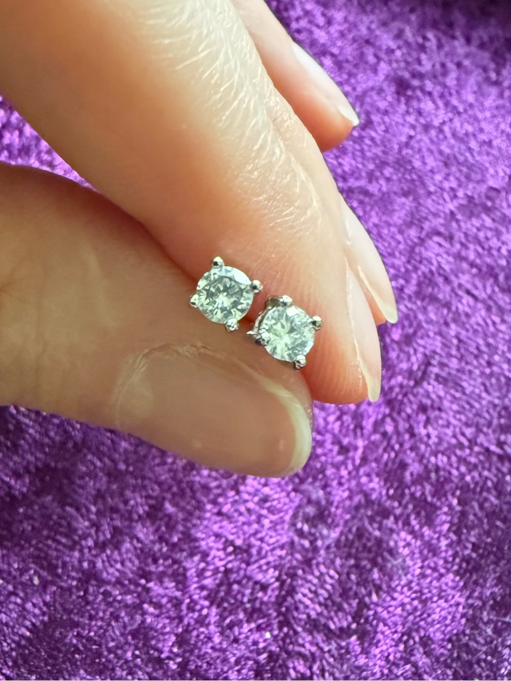 Classic Silver Round White Solitaire Stud Earrings